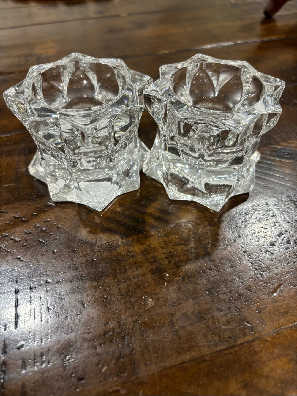 Mikasa Crystal Clear Glass Star Votive Candle Holders - Set of 2